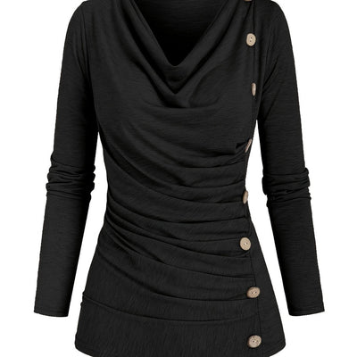 Lotte | Plain knitted top with turtleneck and ruffles