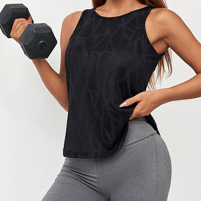 Sophie | Yoga tanktop met geometrische uitsnijding en losse pasvorm