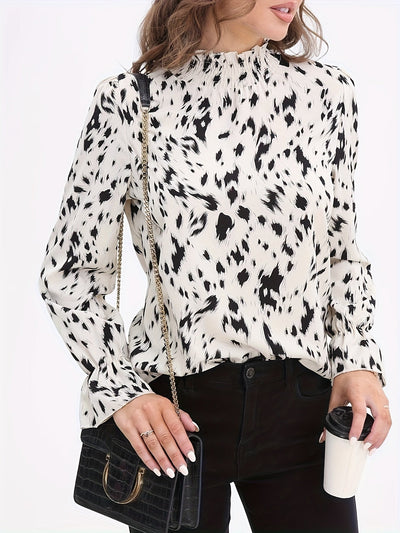 Eline | Blouse with full print and stand-up collar