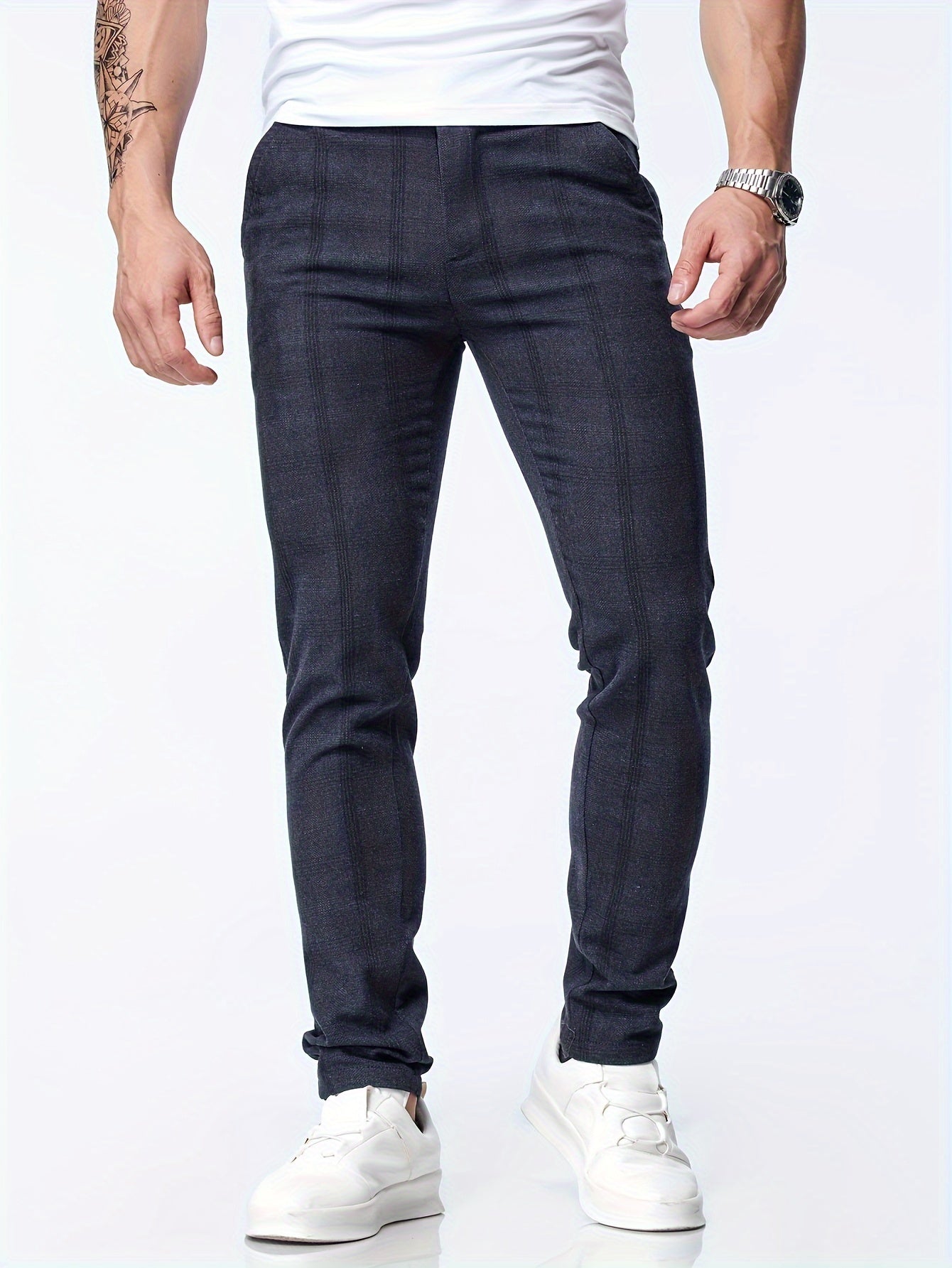 Thijs | Geruite casual slim-fit broek