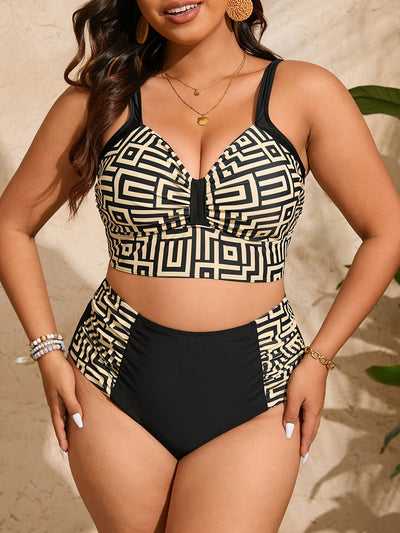 Sophie | Plus size geometrische print bikini set