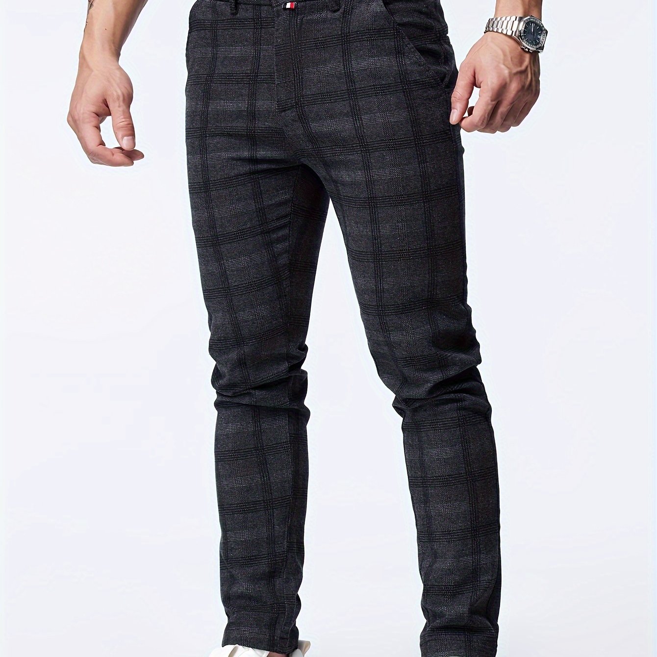 Thijs | Geruite casual slim-fit broek