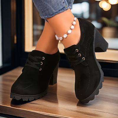 Lotte | Plain color casual pumps with lace-up closure