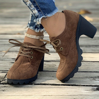 Mara | Effen dames platformschoenen met veters