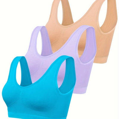 Sophie | Set van 3 effen tanktops & naadloze sport-bh