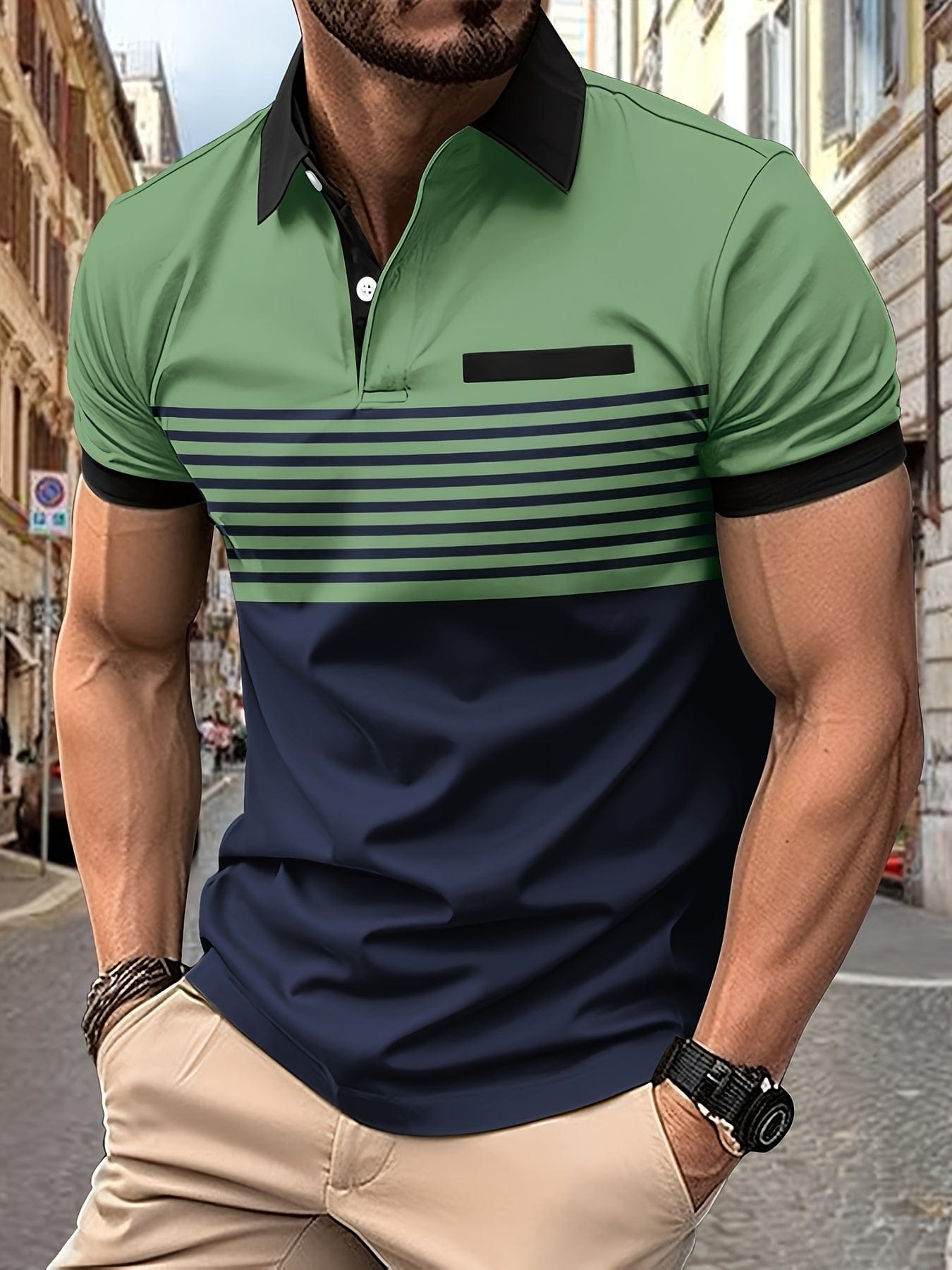 Louis｜Heren Gestreept Zomers Poloshirt