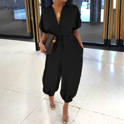 Brigitta - Korte Mouw Losvallende Jumpsuit
