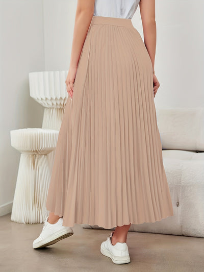 Evelien | Plain-colored pleated midi skirt with elastic waist
