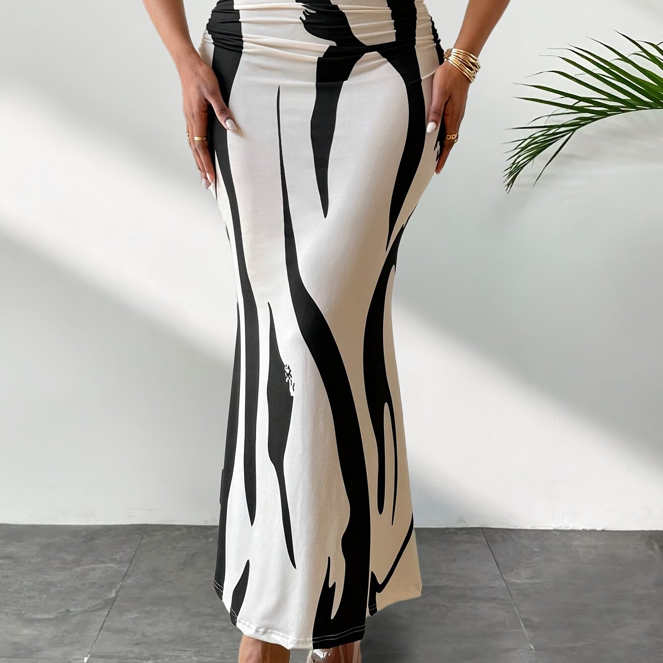 Nina | Elegante hoge taille bodycon rok met willekeurige print