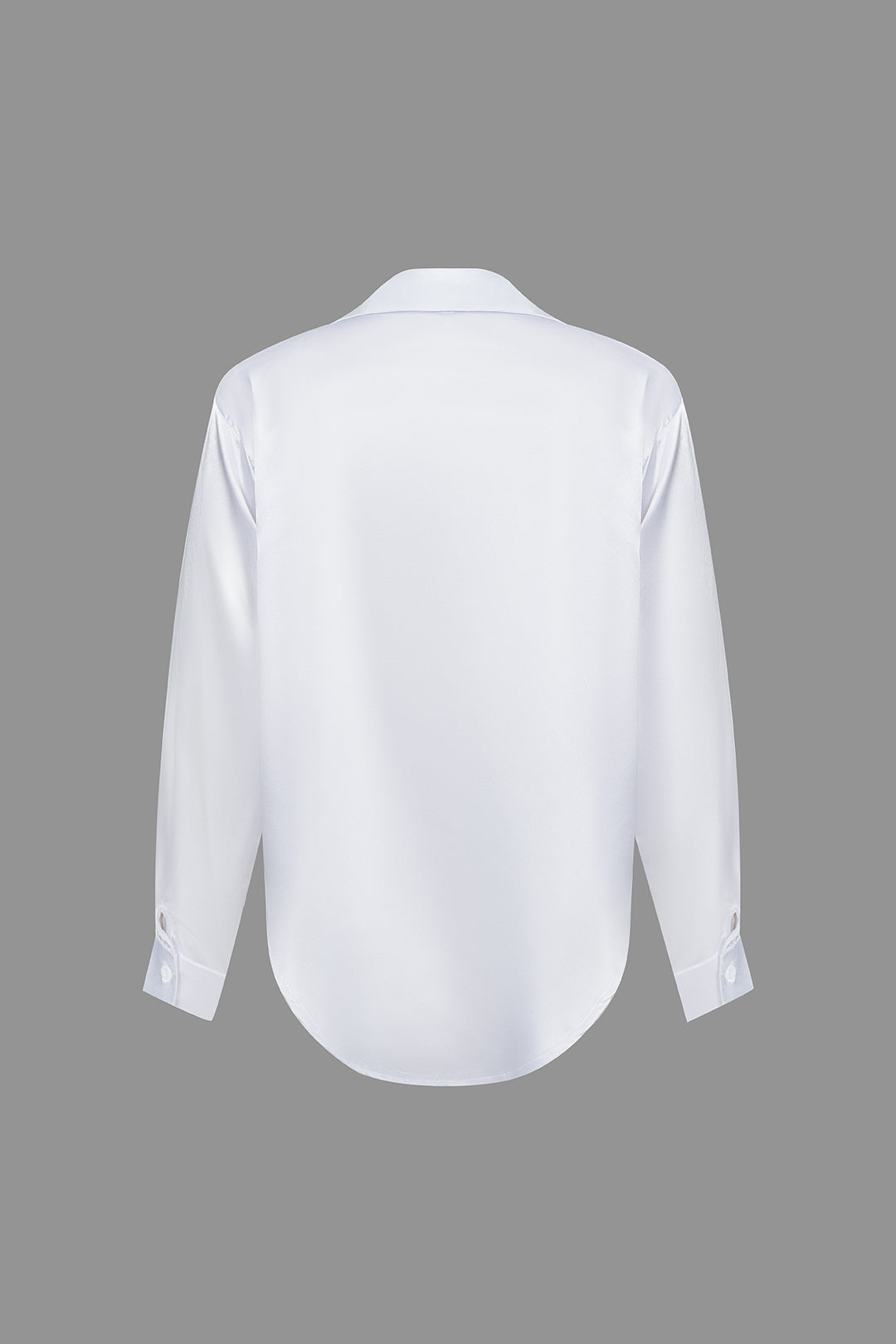 Lillian - Basic Plain Satin Women's Long Sleeve Shirt