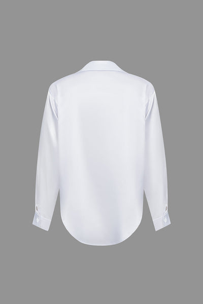 Lillian - Basic Plain Satin Women's Long Sleeve Shirt