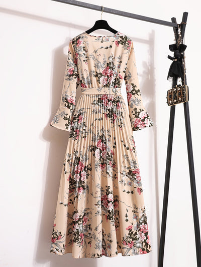 Noor | Maxi-jurk met bloemenprint en lange mouwen