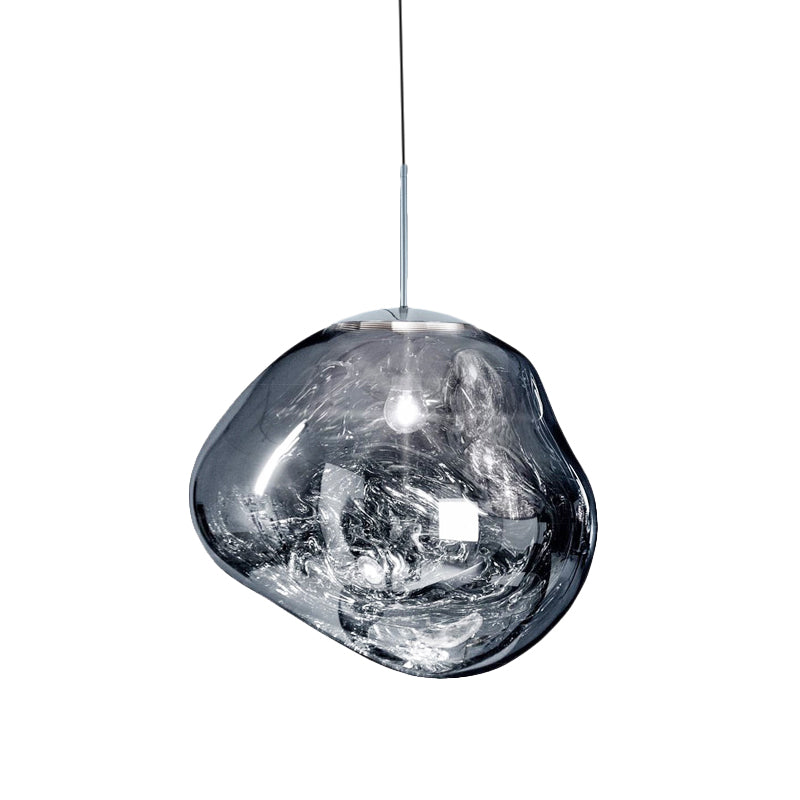 Contemporary, irregular silver red glass pendant lamp with 1 light source for the dining room