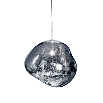 Contemporary, irregular silver red glass pendant lamp with 1 light source for the dining room