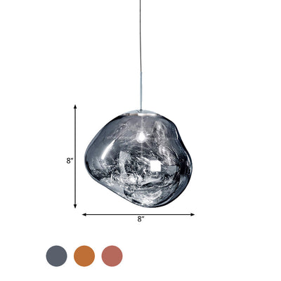 Contemporary, irregular silver red glass pendant lamp with 1 light source for the dining room