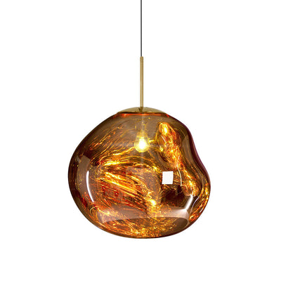 Contemporary, irregular silver red glass pendant lamp with 1 light source for the dining room