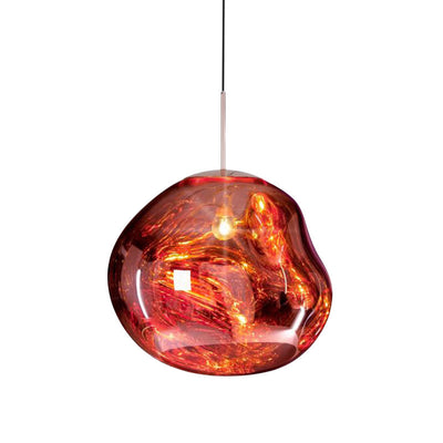 Contemporary, irregular silver red glass pendant lamp with 1 light source for the dining room
