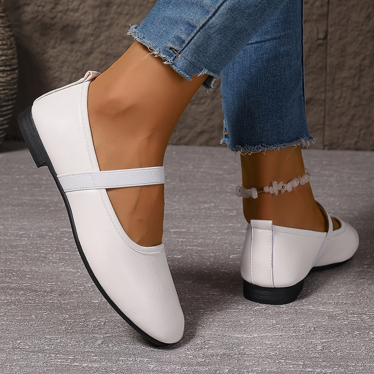 Elena | Elegant white Mary Jane ballerinas