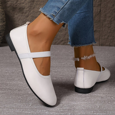 Elena | Elegant white Mary Jane ballerinas