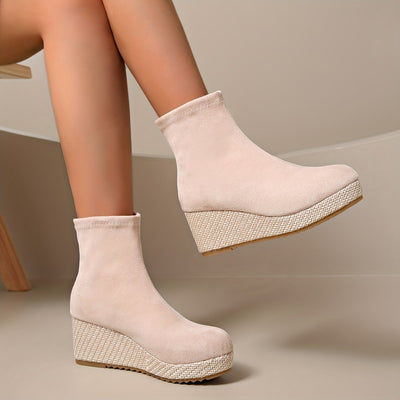 Noa | Comfortabele dames wedge-booties met ronde neus