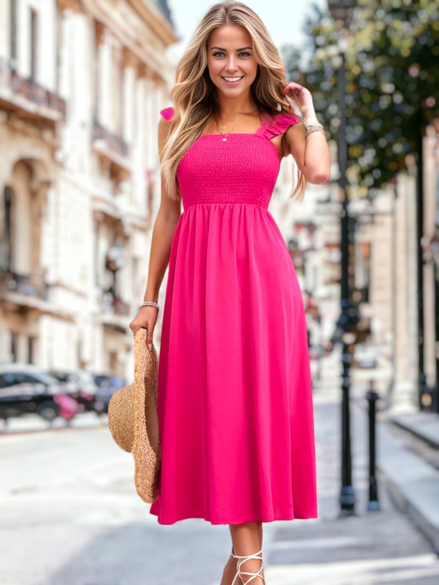 Astrid - Strapless jurk met ruches in effen kleur