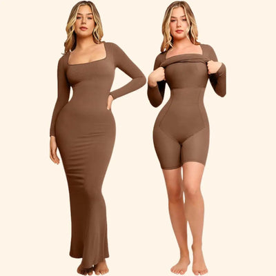 Sabina - Ultra Flattering  Shapewear Jurk met Lange Mouwen
