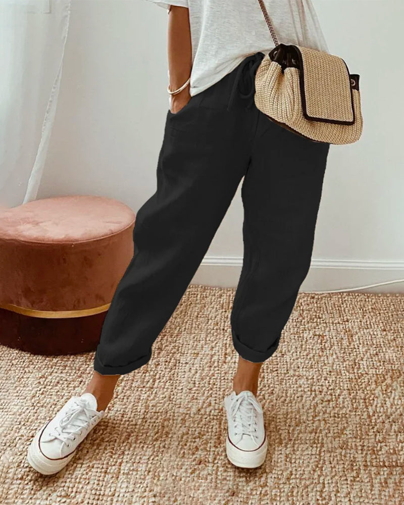 Elena - Casual &amp; Elegant Linen Sweatpants