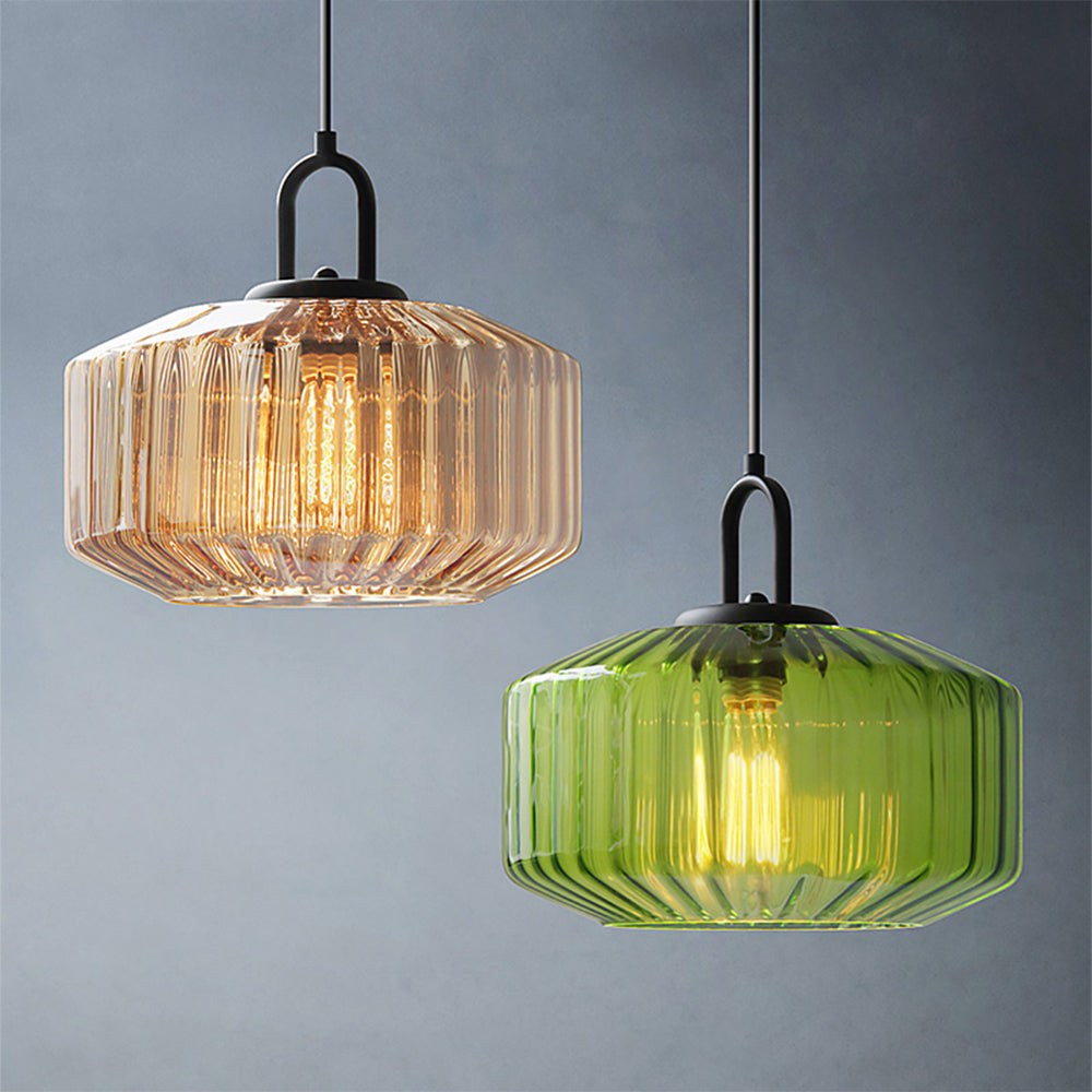Minda - Mid Century Striped Glass Pendant Light