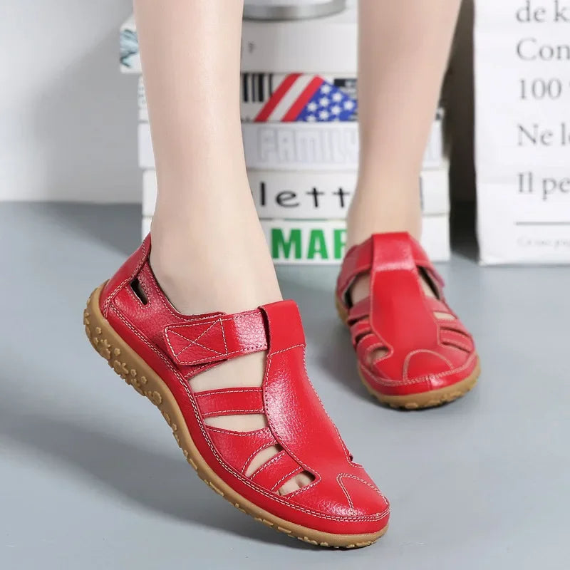 Vrouwen casual lederen zomersandalen
