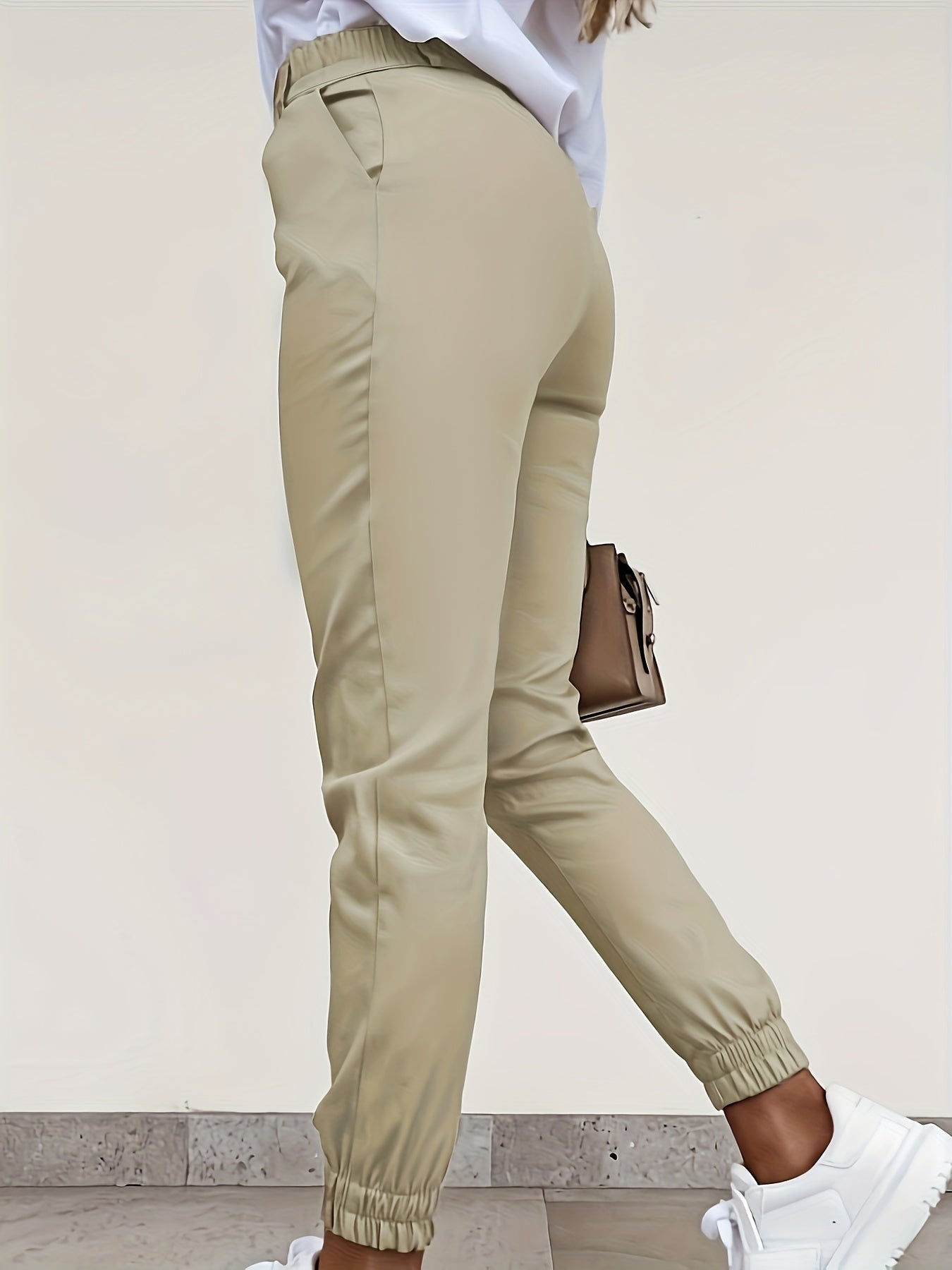 Emma | Plain casual slim trousers with slanted pockets