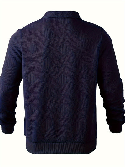 Daan | Geometrisch patroon pullover met rits en revers kraag