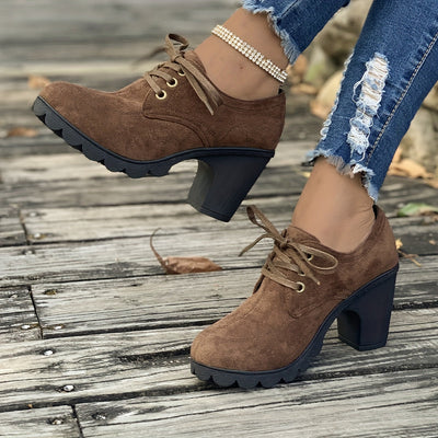 Mara | Effen dames platformschoenen met veters
