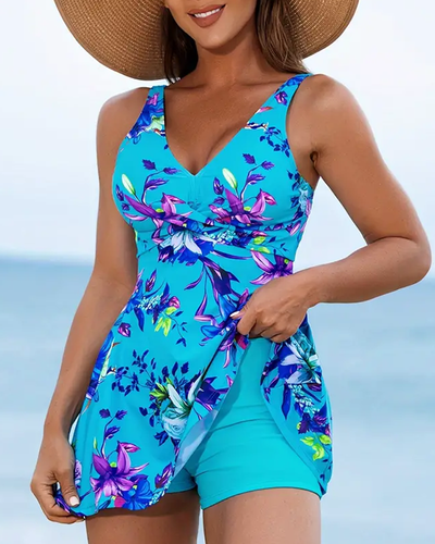 Fiora - Tankini met bloemenprint en bandjes