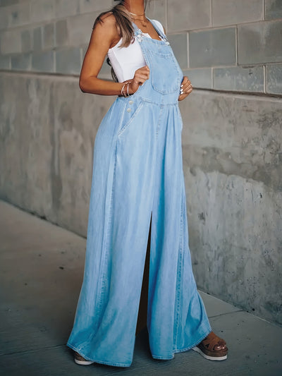 Sophie | Effen lichtblauwe casual denim overall