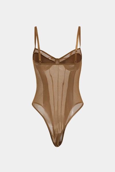 Celestia - Een verleidelijke doorschijnende mesh corset-body voor dames