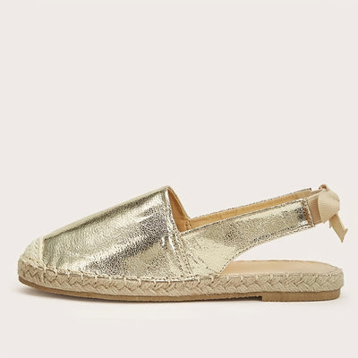 Elise | Gold-colored espadrilles with elastic slingback