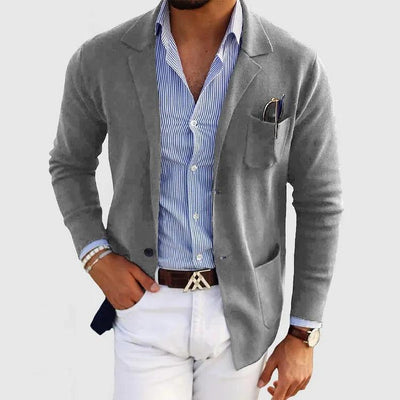 Elegant herenvest met zakken en reverskraag, effen kleur, lange mouwen