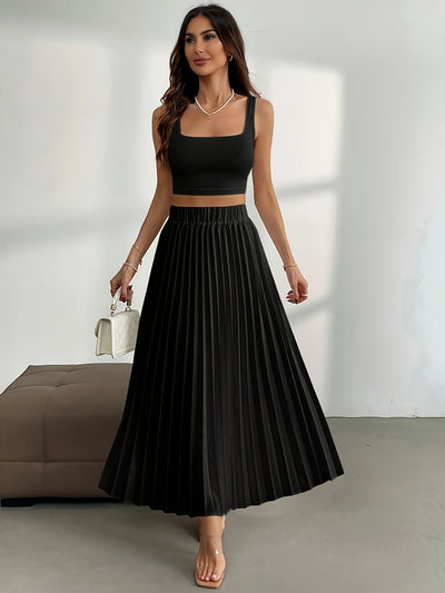 Yara | Effen geplooide rok met hoge taille