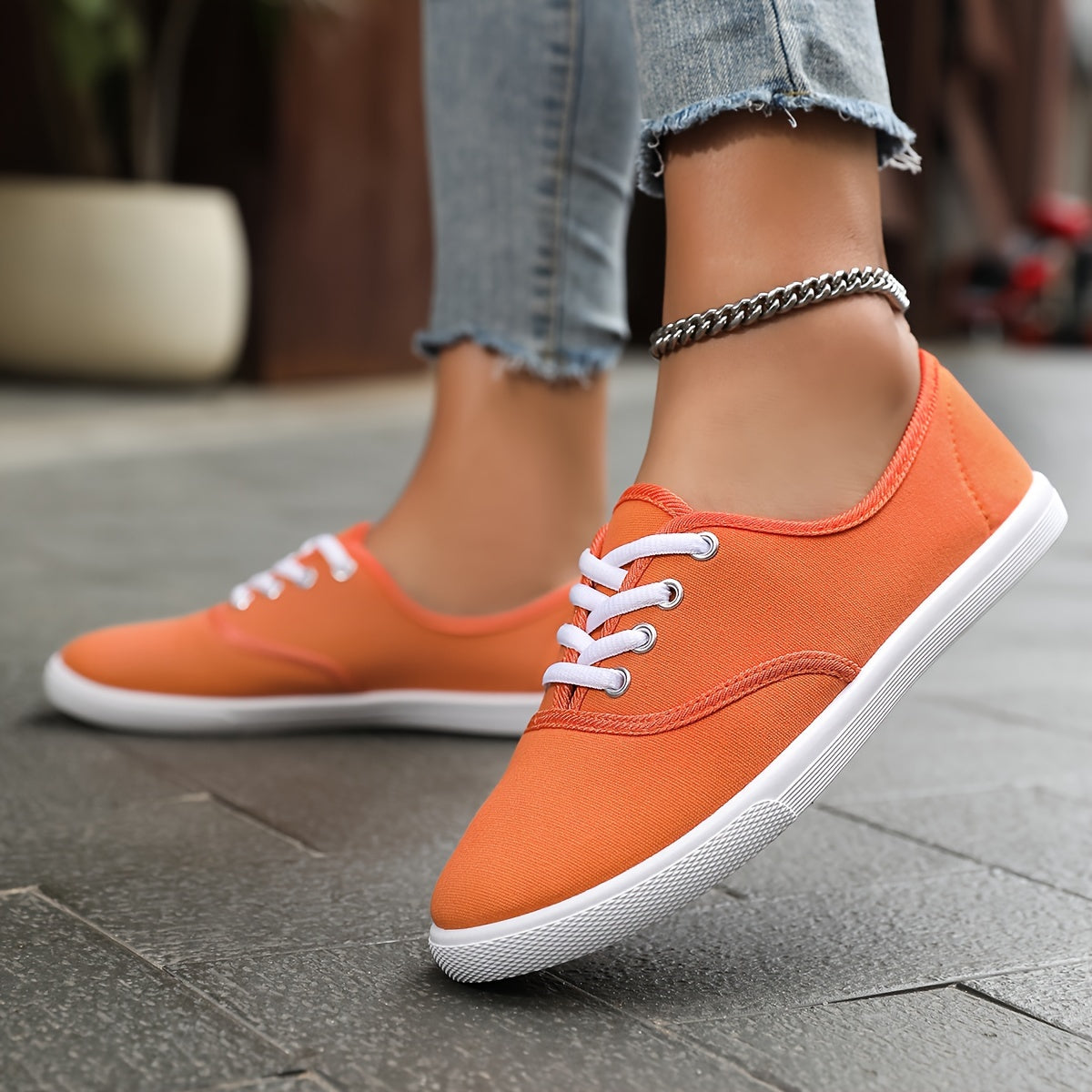Sophie | Comfortabele lage canvas sneakers in wit