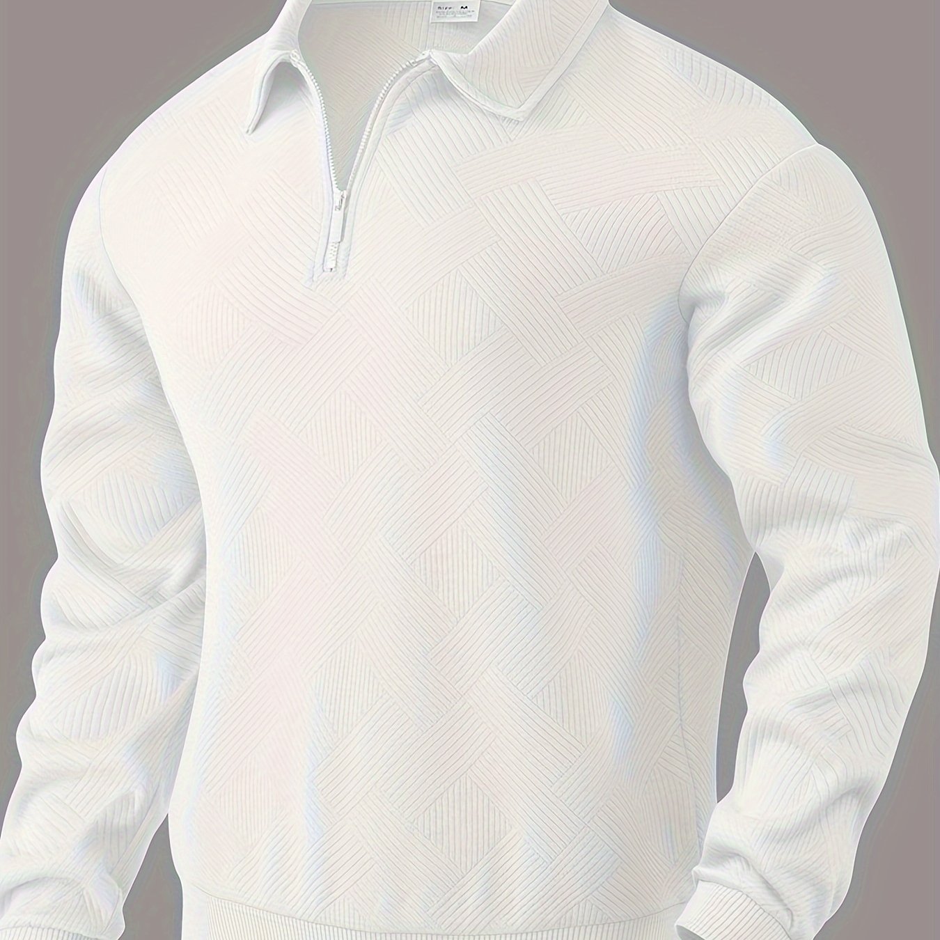 Daan | Geometrisch patroon pullover met rits en revers kraag