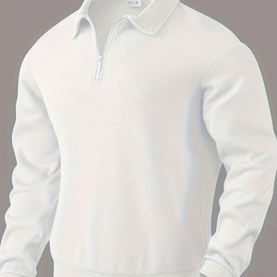Daan | Geometrisch patroon pullover met rits en revers kraag