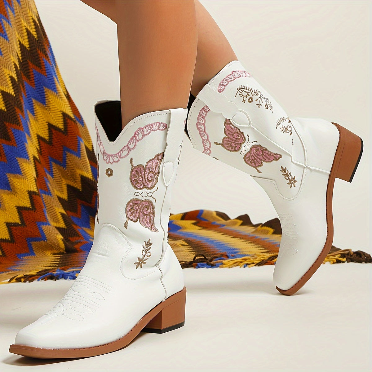 Vera | Cowboylaarzen met vlinderpatroon voor dames