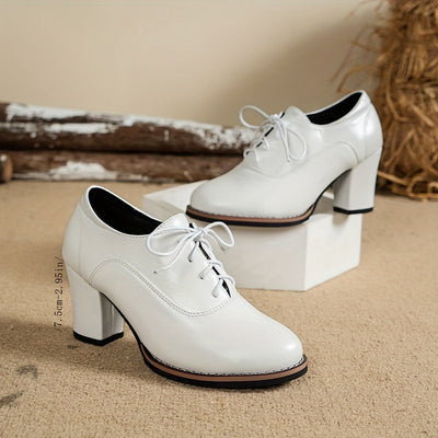 Elin | Elegant women's pumps with thick heels and laces