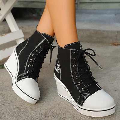 Lotte | Plain canvas ankle boots with a love pattern