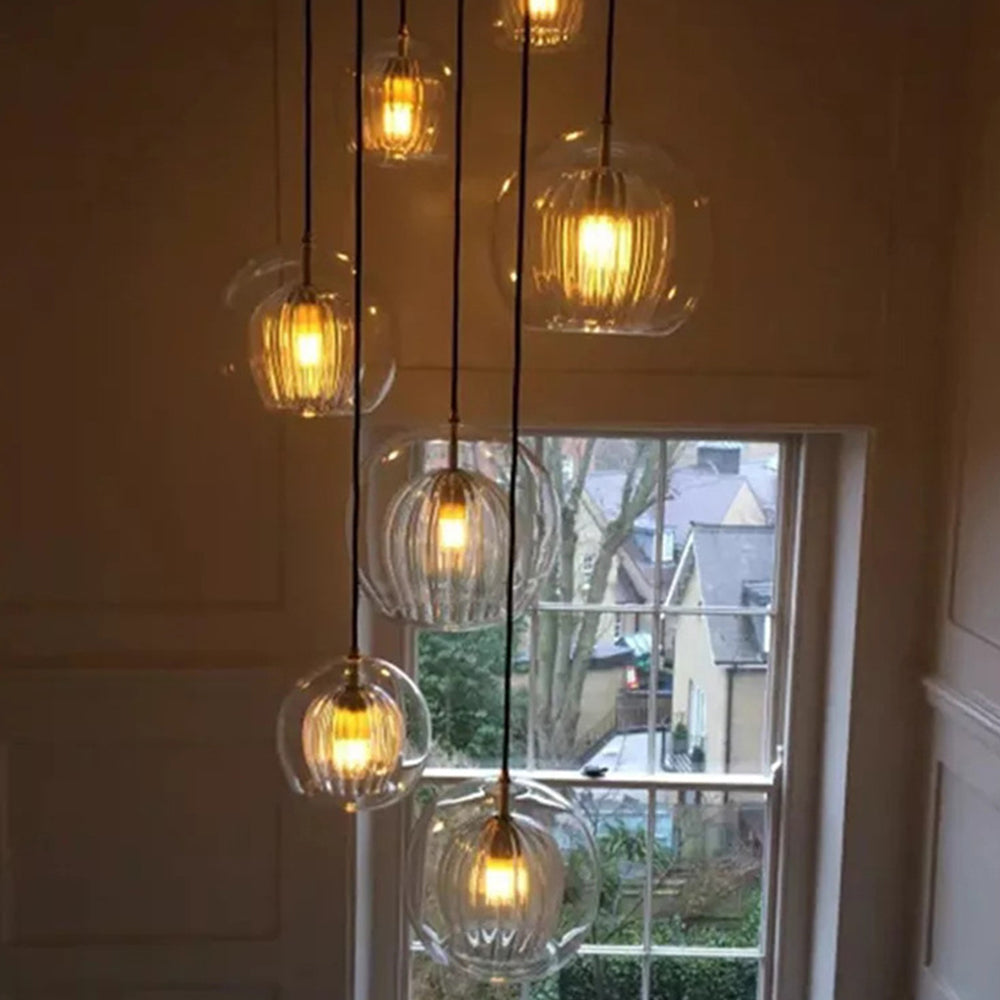 Hailenor - Glass Pendant Light Clear Amber LED