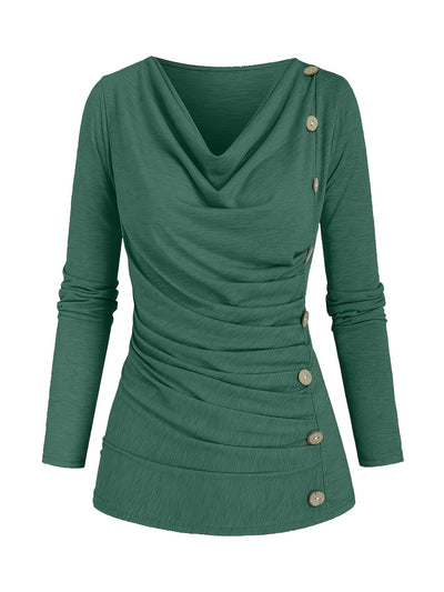 Lotte | Plain knitted top with turtleneck and ruffles