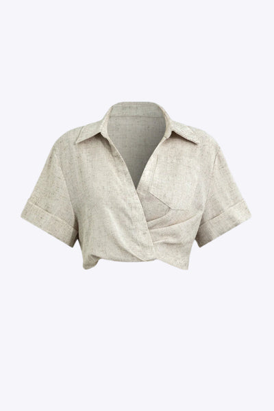 Victoria - Elegante Korte Linnen Crop Shirt voor Dames