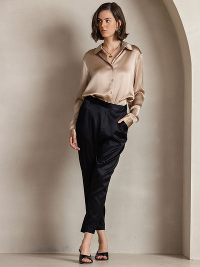 Clemence - Moderne Militaire Chic Dames Overhemd met Revers