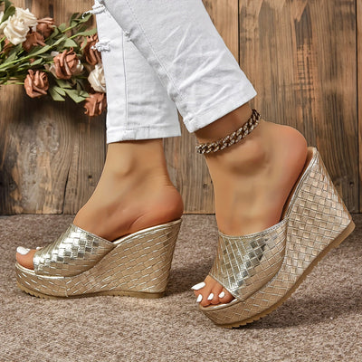 Nina | Modieuze dames peep toe wedge sandalen