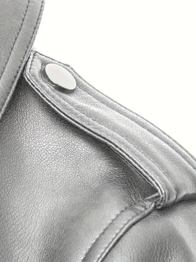 Lotte | Faux leather crop jacket with zipper and long sleeves